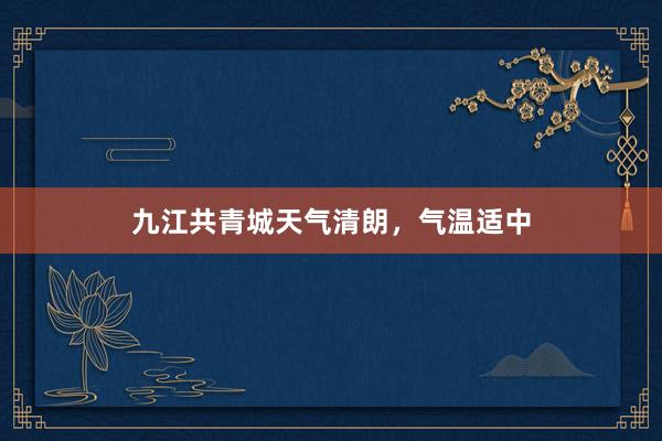 九江共青城天气清朗，气温适中